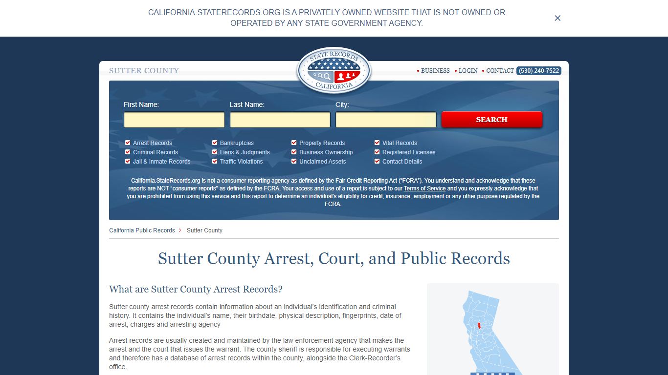 Sutter County Arrest, Court, and Public Records
