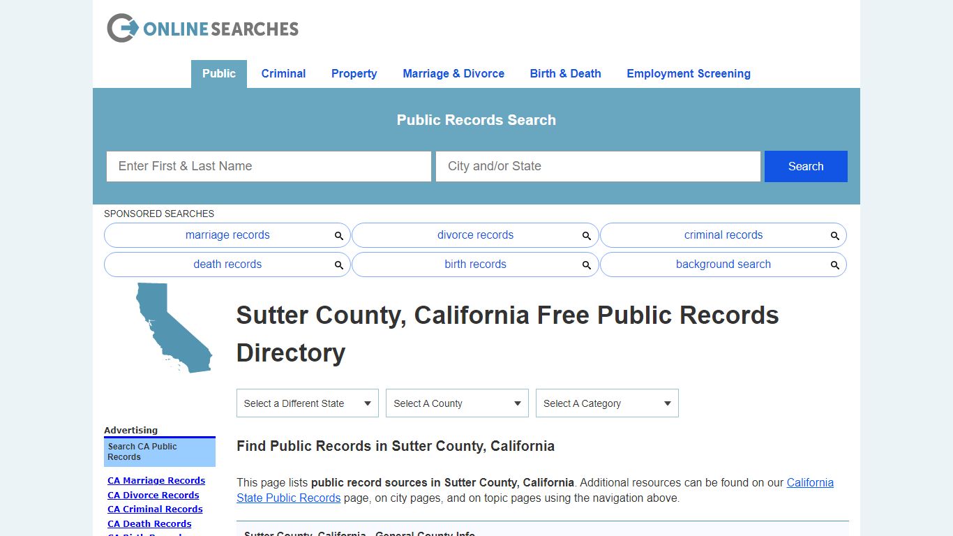 Sutter County, California Public Records Directory