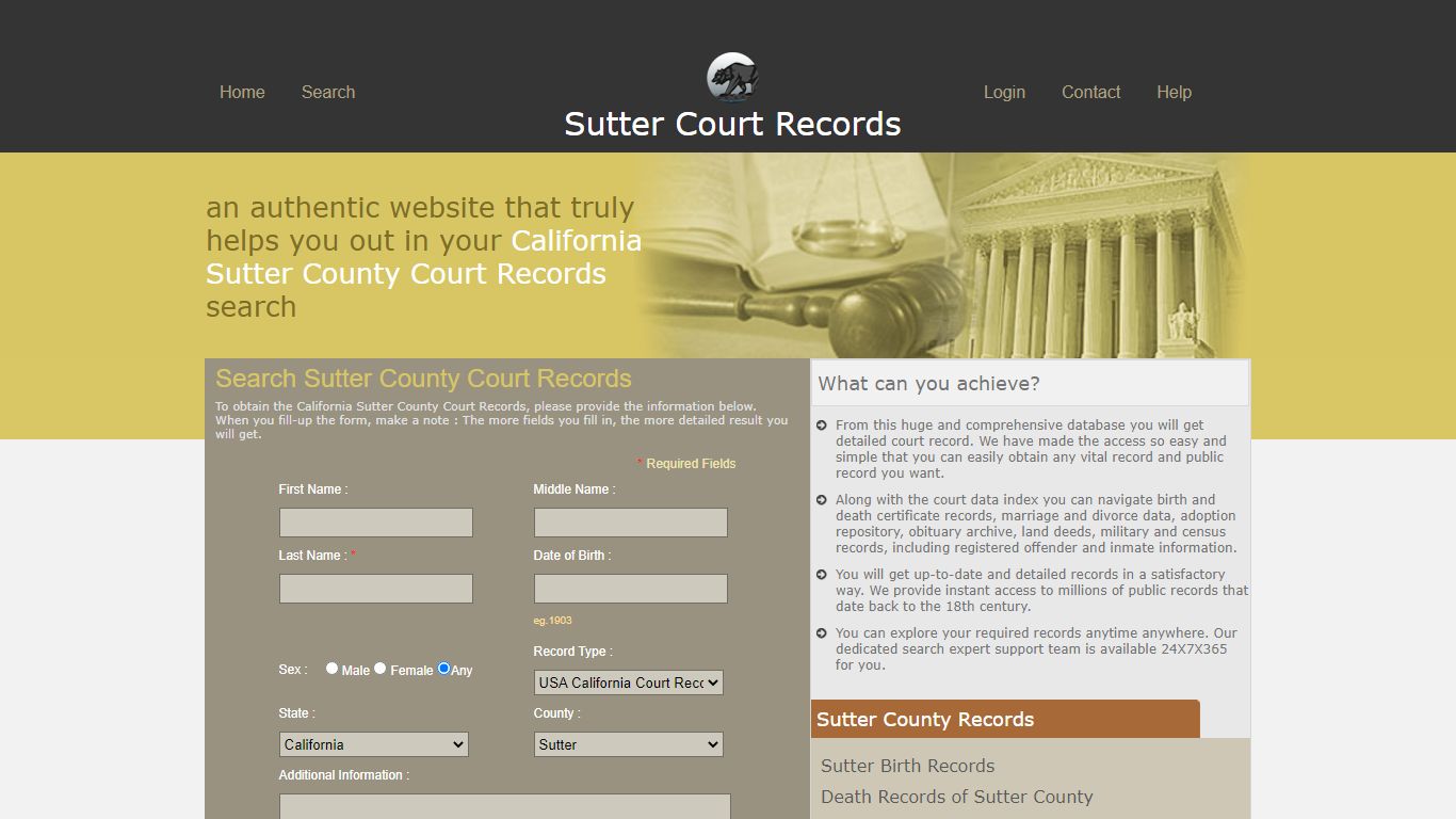 Sutter County Court Records. Public Records, California State