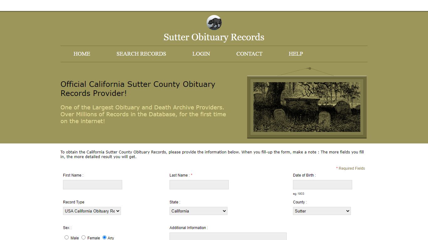 Public Records of Sutter County. California State Obituary ...